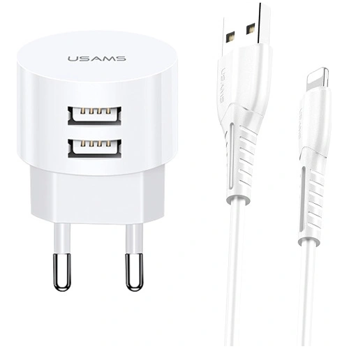 Kup USAMS T20 Netzladegerät 2xUSB 2,1A Lightning weiß/rund Schnellladung XTXLOGT1804 - USA556WHT - {ean13} - Sklep Home Screen