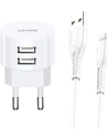 Ładowarka sieciowa USAMS T20 2xUSB 2,1A lightnin g biały/white round Fast Charging  XTXLOGT1804