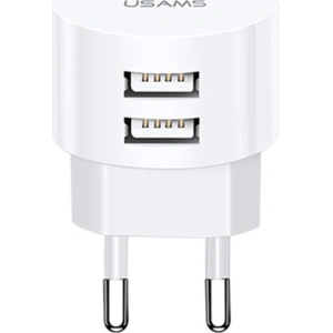 USAMS Wall Charger 2xUSB T20 2,1A round white Fast Charging CC80TC01 (US-CC080)