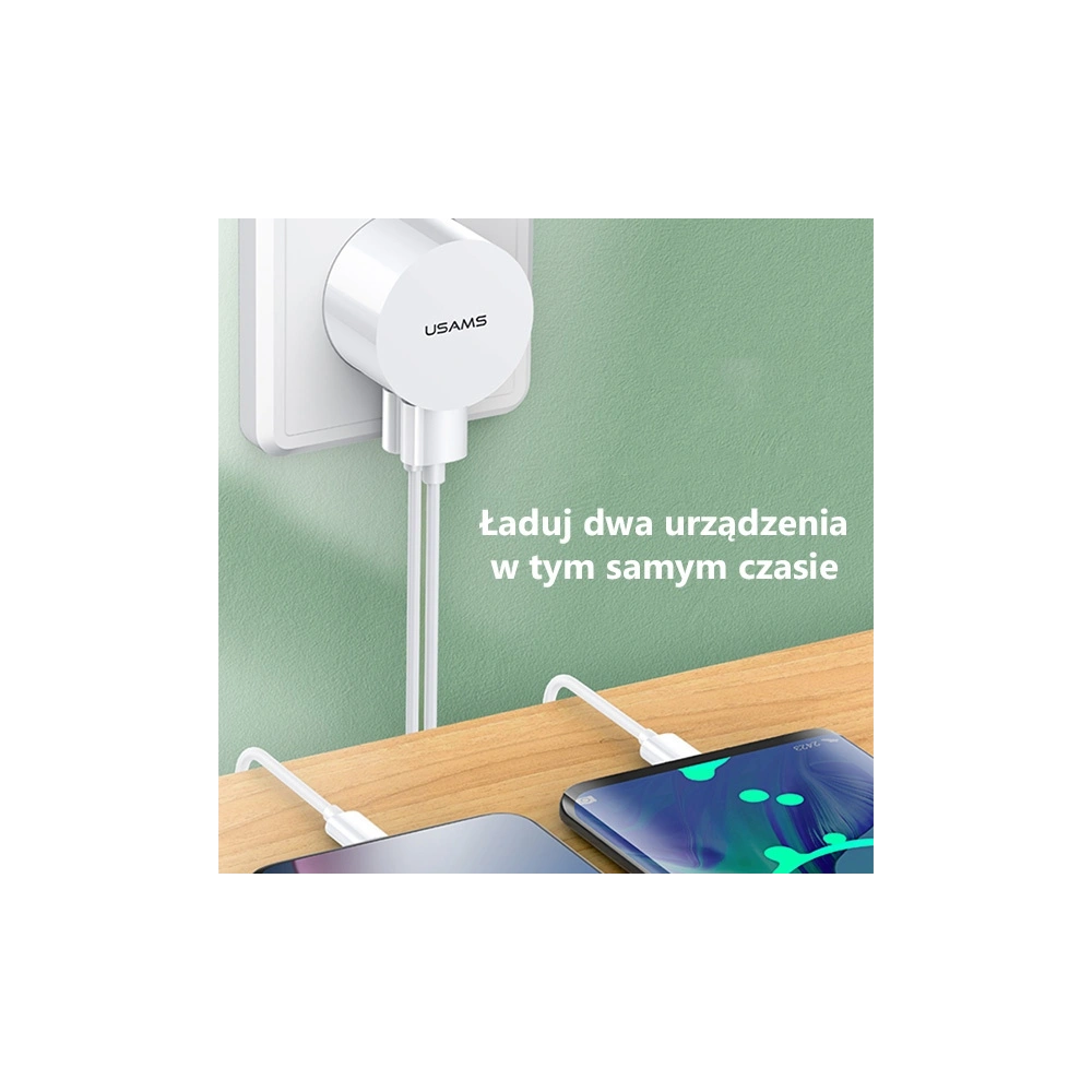 Ładowarka sieciowa USAMS T20 2xUSB 2,1A round biały/white Fast Charging CC80TC01