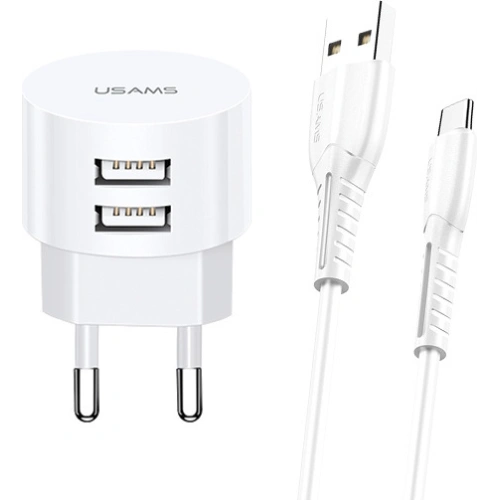 Kup Încărcător de rețea USAMS T20 2xUSB 2,1A USB-C alb/white round Încărcare rapidă XTXLOGT18TC05 - USA559WHT - {ean13} - Sklep Home Screen