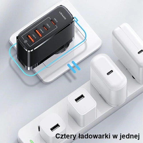 Kup Încărcător de rețea USAMS T44 2xUSB-C+2xUSB 100W PD3.0 +QC3.0 Încărcare rapidă negru/black CC145TC01 - USA561BLK - {ean13} - Sklep Home Screen