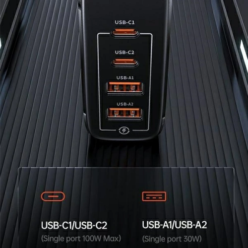 Kup Încărcătorul de rețea USAMS T44 2xUSB-C+2xUSB 100W PD3.0 +QC3.0 Încărcare rapidă + cablu U71 USB-C la USB-C negru/black UCTZ01 - USA562BLK - {ean13} - Sklep Home Screen