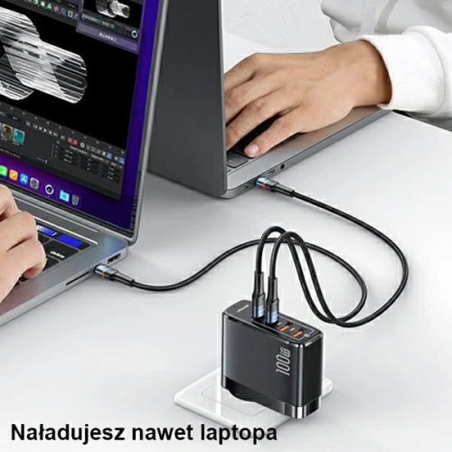 Kup Încărcătorul de rețea USAMS T44 2xUSB-C+2xUSB 100W PD3.0 +QC3.0 Încărcare rapidă + cablu U71 USB-C la USB-C negru/black UCTZ01 - USA562BLK - {ean13} - Sklep Home Screen