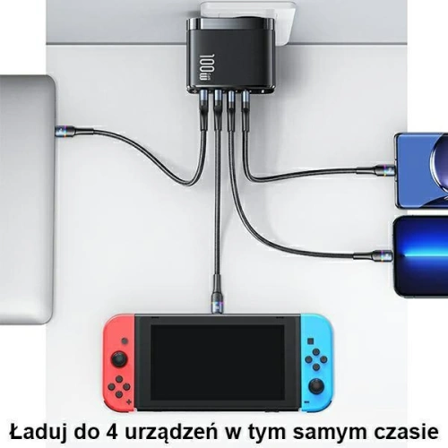 Kup Încărcătorul de rețea USAMS T44 2xUSB-C+2xUSB 100W PD3.0 +QC3.0 Încărcare rapidă + cablu U71 USB-C la USB-C negru/black UCTZ01 - USA562BLK - {ean13} - Sklep Home Screen