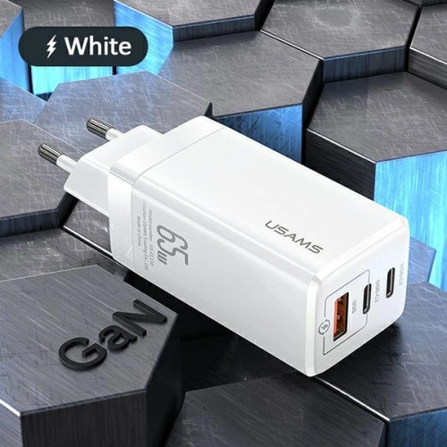 Buy USAMS Wall Charger MT 2xUSB-C+USB GaN 65W T33 PD Fast Charging white CC110TC02 (US-CC110) - USA563WHT - {ean13} - Home Screen Store Europe
