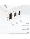 Buy USAMS Wall Charger MT 2xUSB-C+USB GaN 65W T33 PD Fast Charging white CC110TC02 (US-CC110) - USA563WHT - {ean13} - Home Screen Store Europe