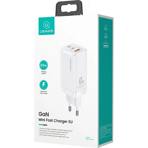 Buy USAMS Wall Charger MT 2xUSB-C+USB GaN 65W T33 PD Fast Charging white CC110TC02 (US-CC110) - USA563WHT - {ean13} - Home Screen Store Europe