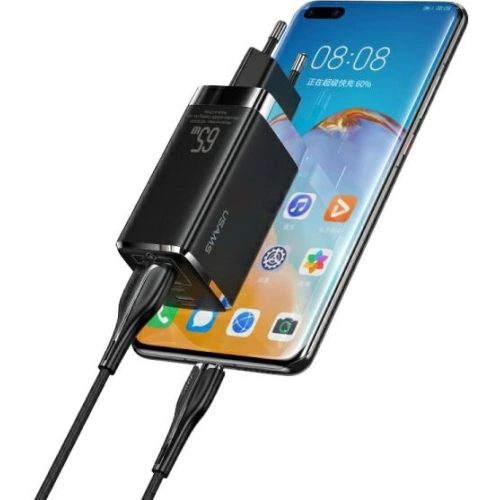 Buy USAMS Wall Charger MT 2xUSB-C+USB GaN 65W T33 PD Fast Charging black CC110TC01 (US-CC110) - USA564BLK - {ean13} - Home Screen Store Europe