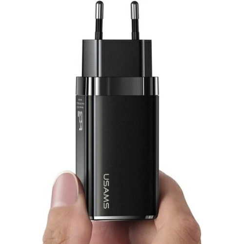 Kup USAMS MT T33 2xUSB-C+USB GaN 65W PD Gyors Töltő hálózati töltő fekete/black CC110TC01 - USA564BLK - {ean13} - Sklep Home Screen
