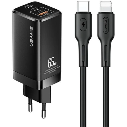 Kup Încărcător de rețea USAMS MT T33 2xUSB-C+USB GaN 65W PD + cablu USB-C-Lightning 30W Încărcare Rapidă negru/black MTXLOGTL01 - USA566BLK - {ean13} - Sklep Home Screen