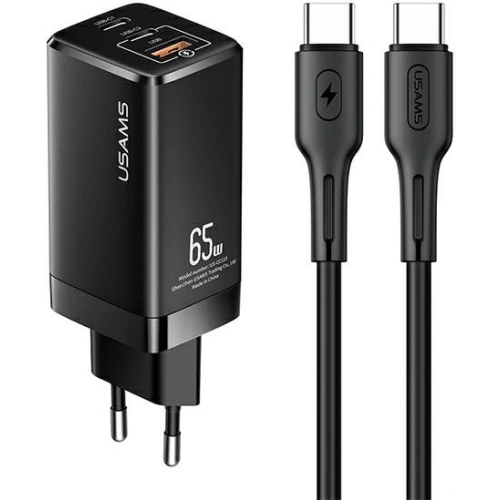 Kup Încărcătorul de rețea USAMS MT T33 2xUSB-C+USB GaN 65W PD + cablu USB-C-USB-C 100W Încărcare rapidă negru/black MTXLOGTC01 - USA568BLK - {ean13} - Sklep Home Screen