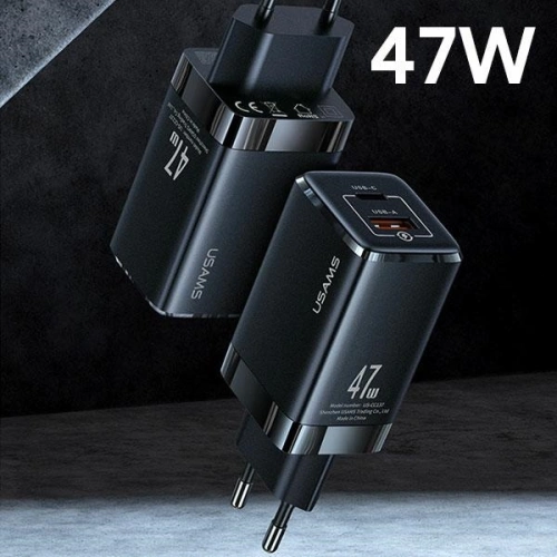 Kup Ładowarka sieciowa USAMS T41 USB-C+USB GaN 47W PD+QC Fast Charging biały/white CC137TC02 - USA569WHT - {ean13} - Sklep Home Screen
