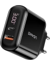 Încărcător de rețea USAMS T23 USB+USB-C 18W 3,2A QC3.0+PD3.0 Încărcare rapidă negru/black CC85TC01