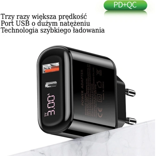 Kup Încărcător de rețea USAMS T23 USB+USB-C 18W 3,2A QC3.0+PD3.0 Încărcare rapidă negru/black CC85TC01 - USA571BLK - {ean13} - Sklep Home Screen