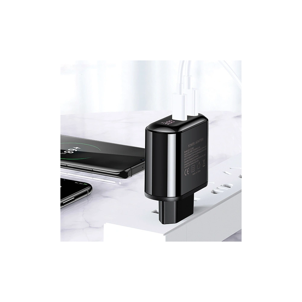 Ładowarka sieciowa USAMS T23 USB+USB-C 18W 3,2A QC3.0+PD3.0 Fast Charging czarny/black CC85TC01