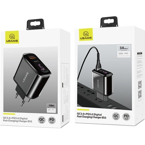 Kup Încărcător de rețea USAMS T23 USB+USB-C 18W 3,2A QC3.0+PD3.0 Încărcare rapidă negru/black CC85TC01 - USA571BLK - {ean13} - Sklep Home Screen