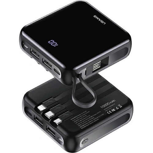 Kup Powerbanka USAMS PB61 10000mAh LED + kabel USB-C/Lightning/MicroUSB černý/black 10KCD16901 - USA573BLK - {ean13} - Sklep Home Screen