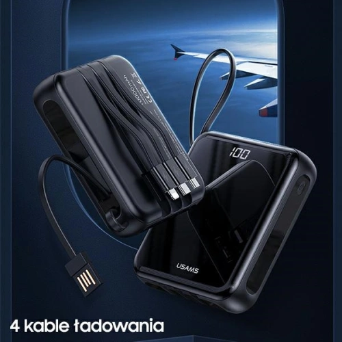 Kup Powerbank USAMS PB61 10000mAh LED + cablu USB-C/Lightning/MicroUSB negru/black 10KCD16901 - USA573BLK - {ean13} - Sklep Home Screen