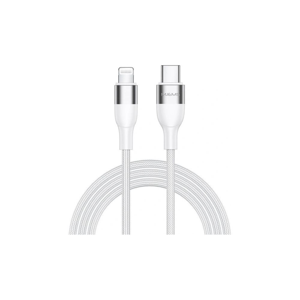 Kabel pleciony USAMS MJEMS M2 MFI USB-C -Lightning PD 60W Fast Charging 1.2 m biały/white SJ330USB01