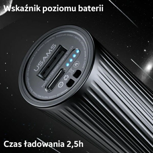 Buy USAMS Powerbank + LED Light 4000mAh black 4KCD16601 (US-CD166) - USA613BLK - {ean13} - Home Screen Store Europe
