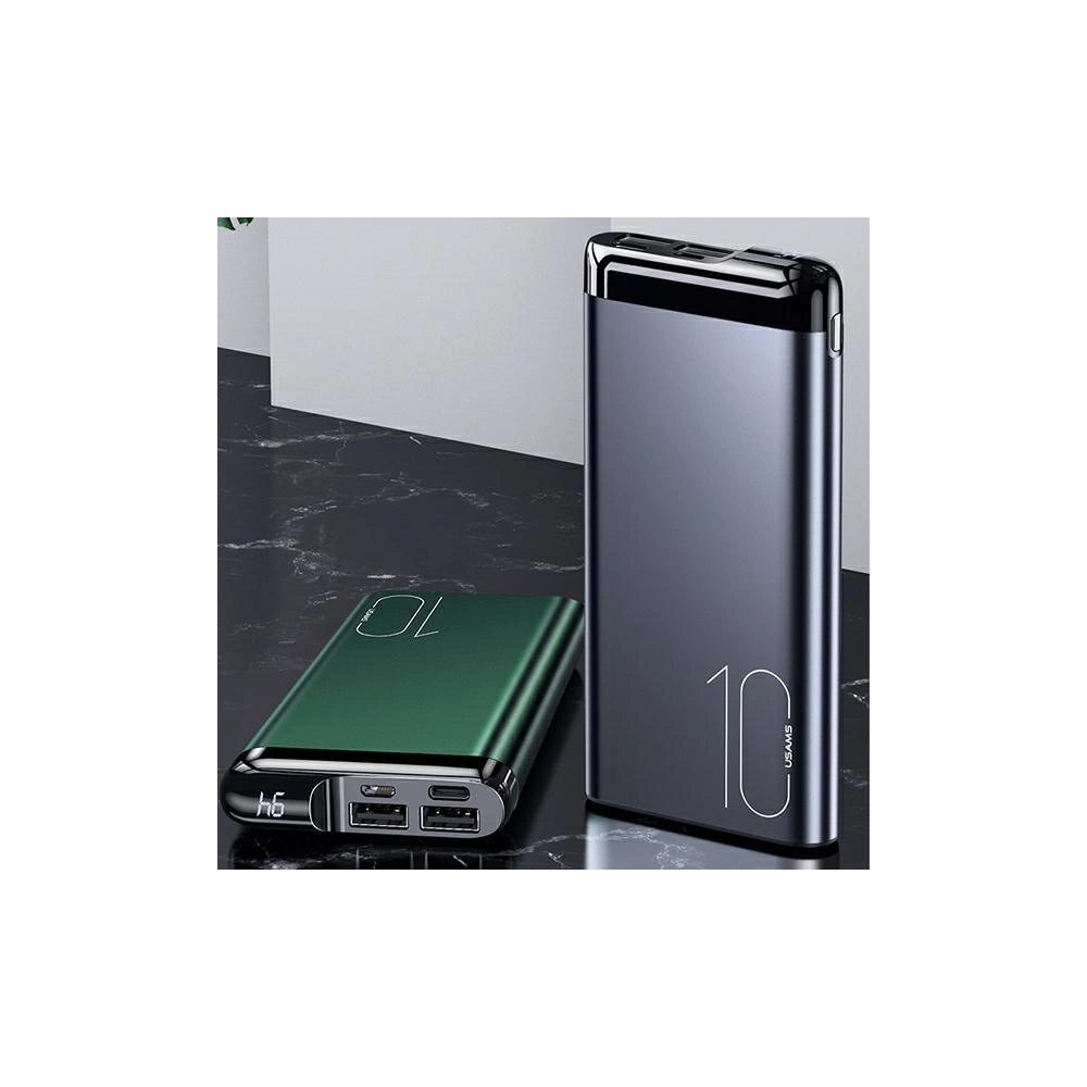 Powerbank USAMS PB55 10000mAh 2xUSB wyświetlacz LED szary/grey 10KCD14801 aluminium