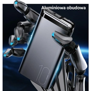 Powerbank USAMS PB55 10000mAh 2xUSB wyświetlacz LED szary/grey 10KCD14801 aluminium