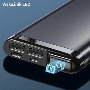 Powerbank USAMS PB55 10000mAh 2xUSB wyświetlacz LED szary/grey 10KCD14801 aluminium