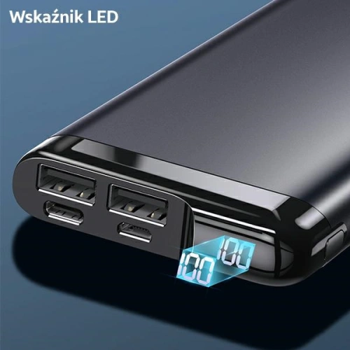 Kup Powerbank USAMS PB55 10000mAh 2xUSB afișaj LED gri/albastru 10KCD14801 aluminiu - USA616GRY - {ean13} - Sklep Home Screen