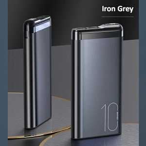 Powerbank USAMS PB55 10000mAh 2xUSB wyświetlacz LED szary/grey 10KCD14801 aluminium