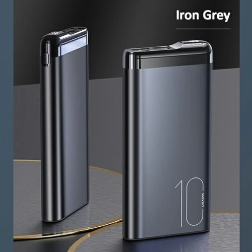 Kup Powerbank USAMS PB55 10000mAh 2xUSB afișaj LED gri/albastru 10KCD14801 aluminiu - USA616GRY - {ean13} - Sklep Home Screen