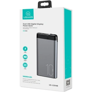 Powerbank USAMS PB55 10000mAh 2xUSB wyświetlacz LED szary/grey 10KCD14801 aluminium
