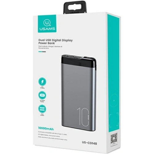 Kup Powerbanka USAMS PB55 10000mAh 2xUSB LED displej šedá/grey 10KCD14801 hliník - USA616GRY - {ean13} - Sklep Home Screen