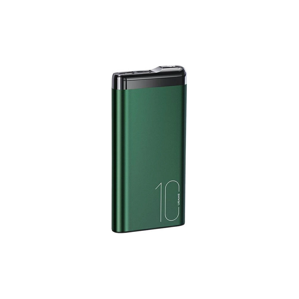 Powerbank USAMS PB55 10000mAh 2xUSB wyświetlacz LED zielony/green 10KCD14802 aluminium