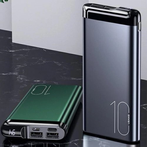 Kup Powerbank USAMS PB55 10000mAh 2xUSB display LED verde 10KCD14802 aluminiu - USA617GRN - {ean13} - Sklep Home Screen