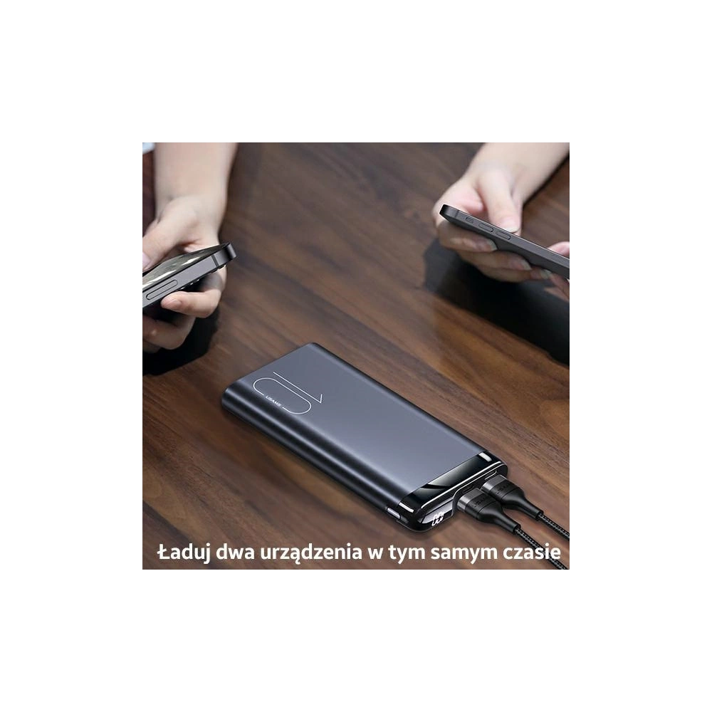 Powerbank USAMS PB55 10000mAh 2xUSB wyświetlacz LED zielony/green 10KCD14802 aluminium