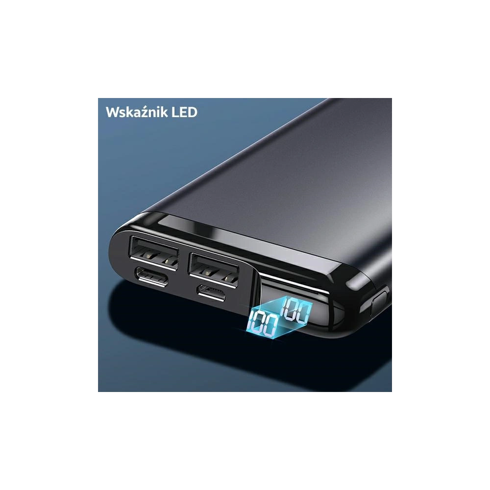 Powerbank USAMS PB55 10000mAh 2xUSB wyświetlacz LED zielony/green 10KCD14802 aluminium