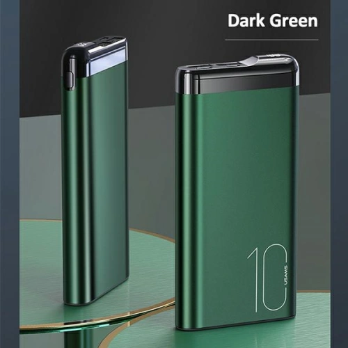 Kup Powerbank USAMS PB55 10000mAh 2xUSB display LED verde 10KCD14802 aluminiu - USA617GRN - {ean13} - Sklep Home Screen