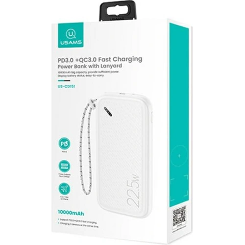 Kup USAMS PB56 10000mAh 22.5W 2xQC3.0+PD Gyors Töltő Powerbank fehér/white 10KCD15102 - USA618WHT - {ean13} - Sklep Home Screen