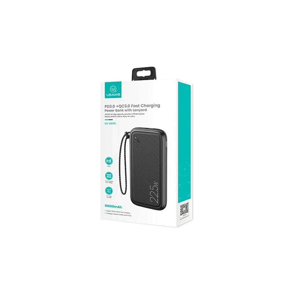 Powerbank USAMS PB56 10000mAh 22.5W 2xQC3.0+PD Fast Charge czarny/black 10KCD15101