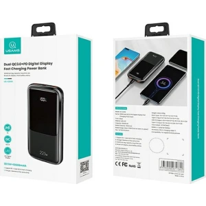Powerbank USAMS PB58 10000mAh 22.5W QC3.0+PD Fast Charge czarny/black 10KCD16101