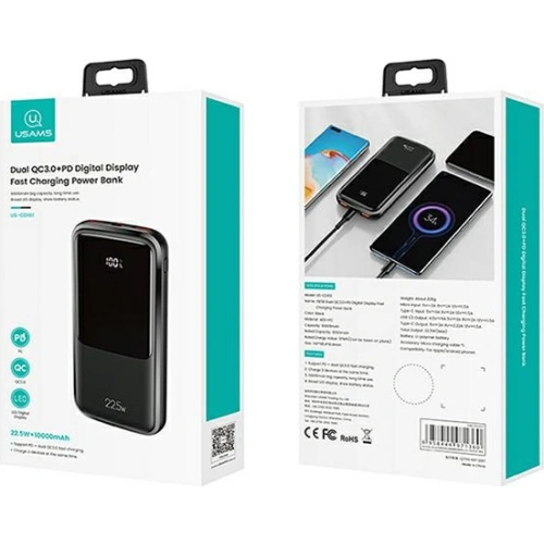 Kup Powerbank USAMS PB58 10000mAh 22.5W QC3.0+PD Încărcare Rapidă negru/black 10KCD16101 - USA620BLK - {ean13} - Sklep Home Screen