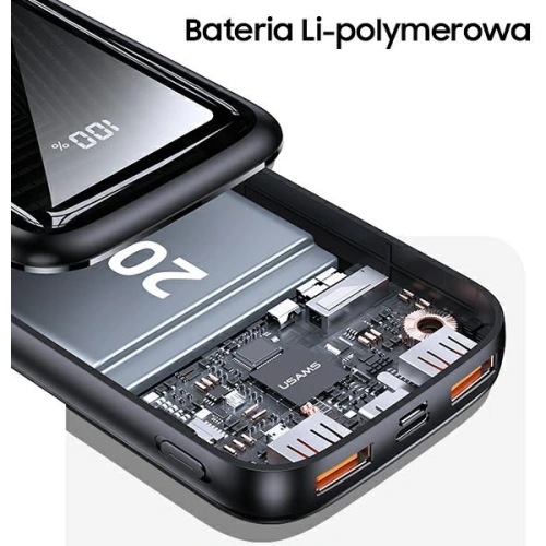 Kup Powerbank USAMS PB58 20000mAh 22.5W Dupla QC+PD Gyors Töltés fekete/black 20KCD17701 - USA621BLK - {ean13} - Sklep Home Screen