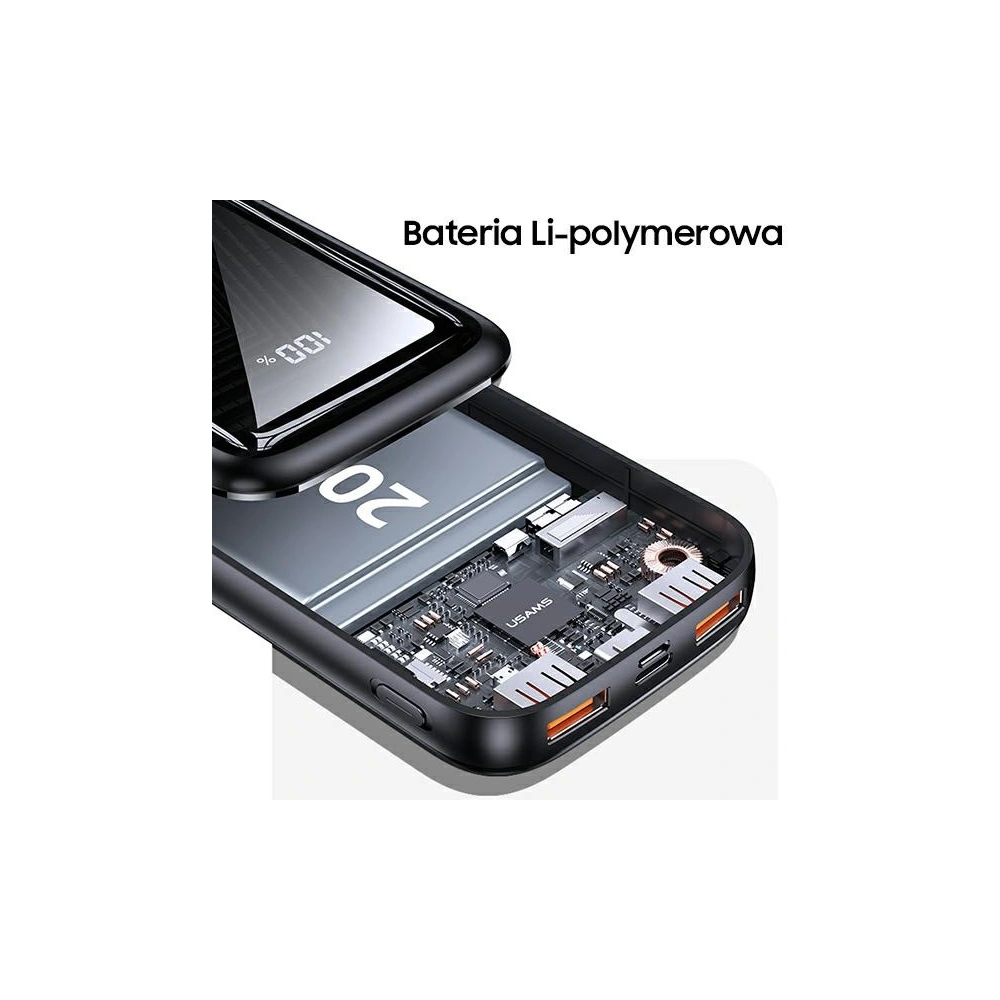 Powerbank USAMS PB58 20000mAh 22.5W Dual QC+PD Fast Charge czarny/black 20KCD17701