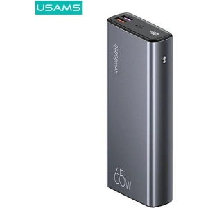 Powerbank USAMS PB59 30000mAh 65W 2xQC3.0+PD Fast Charge czarny/black CMXLOGTC01 + kabel USB-C-USB-C