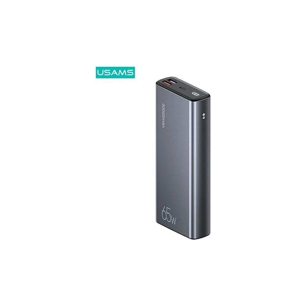 Powerbank USAMS PB59 30000mAh 65W 2xQC3.0+PD Fast Charge czarny/black CMXLOGTC01 + kabel USB-C-USB-C