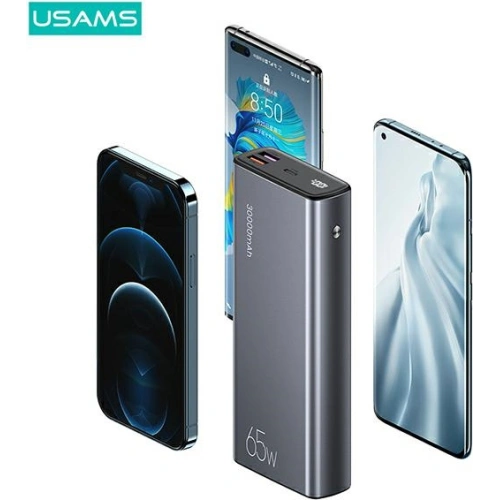 Kup USAMS PB59 30000mAh 65W 2xQC3.0+PD Gyors Töltő Powerbank fekete/black CMXLOGTC01 + USB-C-USB-C kábel - USA622BLK - {ean13} - Sklep Home Screen