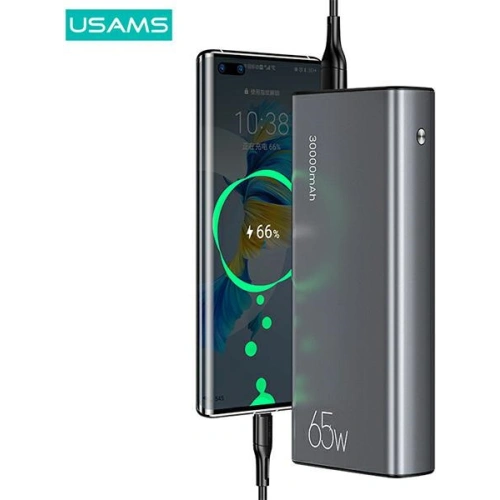 Kup Powerbanka USAMS PB59 30000mAh 65W 2xQC3.0+PD rychlé nabíjení černá/black CMXLOGTC01 + kabel USB-C-USB-C - USA622BLK - {ean13} - Sklep Home Screen