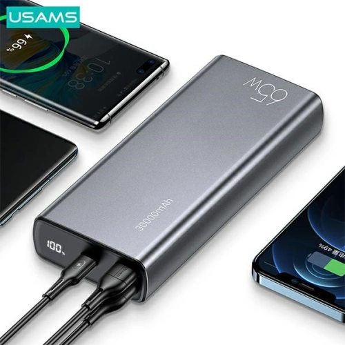 Kup USAMS PB59 30000mAh 65W 2xQC3.0+PD Gyors Töltő Powerbank fekete/black CMXLOGTC01 + USB-C-USB-C kábel - USA622BLK - {ean13} - Sklep Home Screen