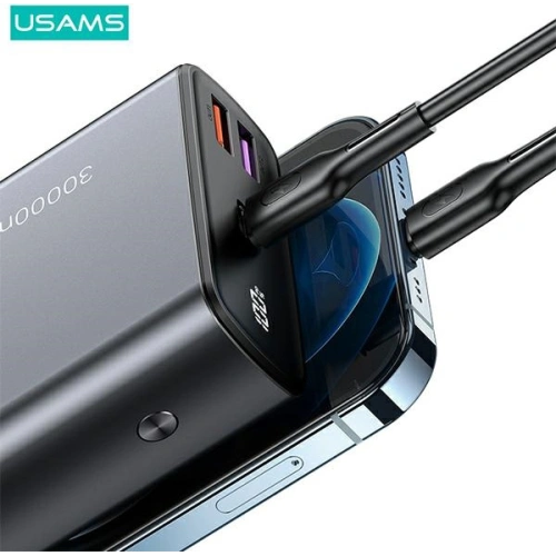 Kup Powerbanka USAMS PB59 30000mAh 65W 2xQC3.0+PD rychlé nabíjení černá/black CMXLOGTC01 + kabel USB-C-USB-C - USA622BLK - {ean13} - Sklep Home Screen